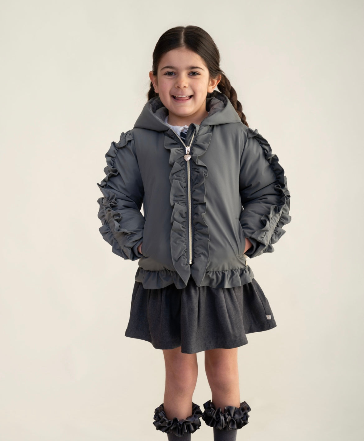 CARAMELO- Short frilled school jacket