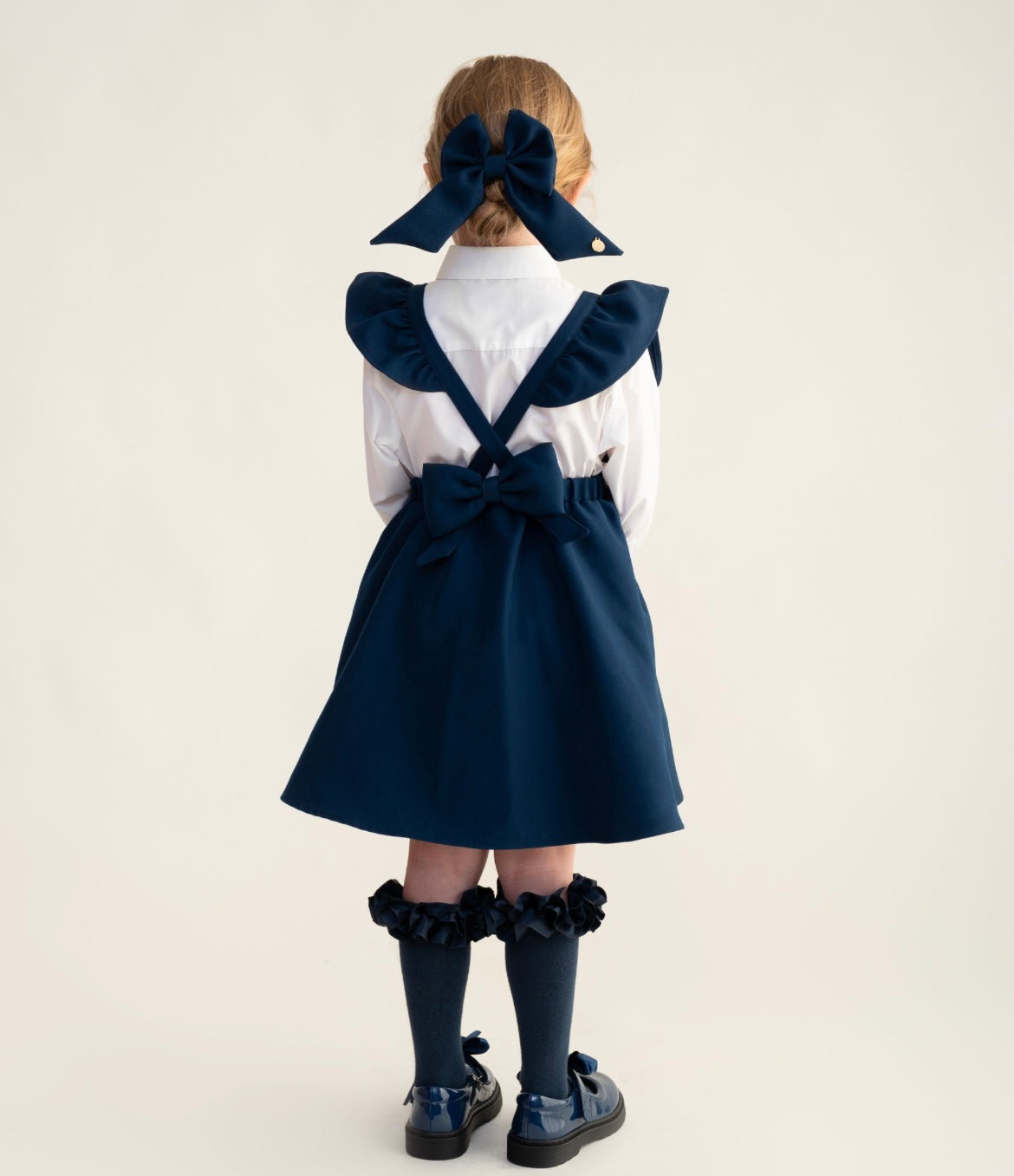 CARAMELO- Flared bow pinafore (Navy)