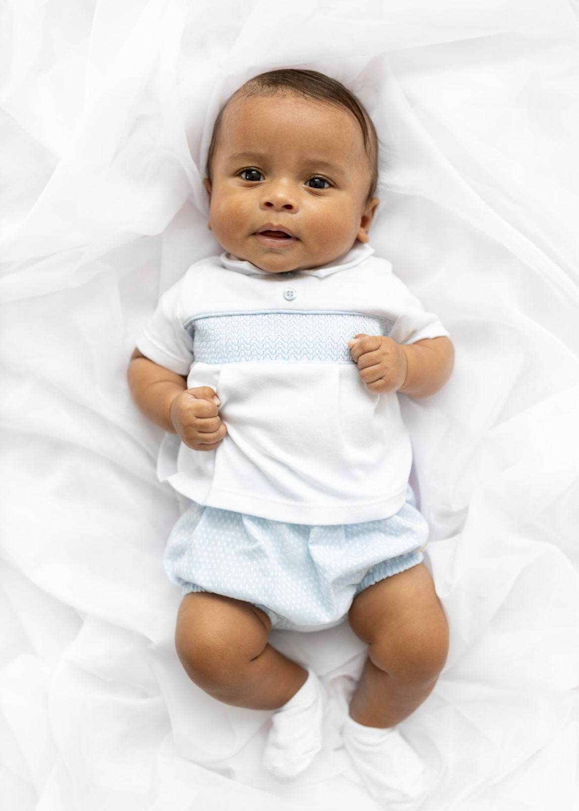 BLUES BABY- Smock stitch short set