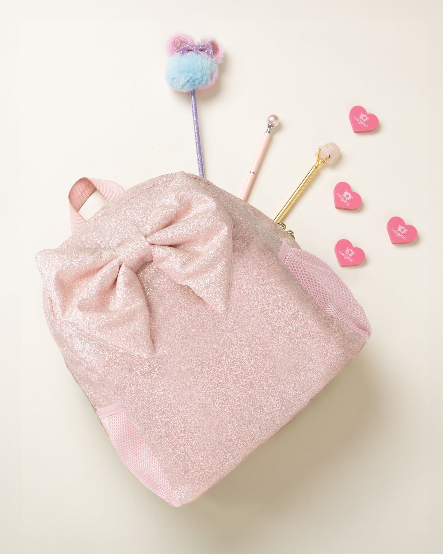 CARAMELO- Glitter backpack with bow