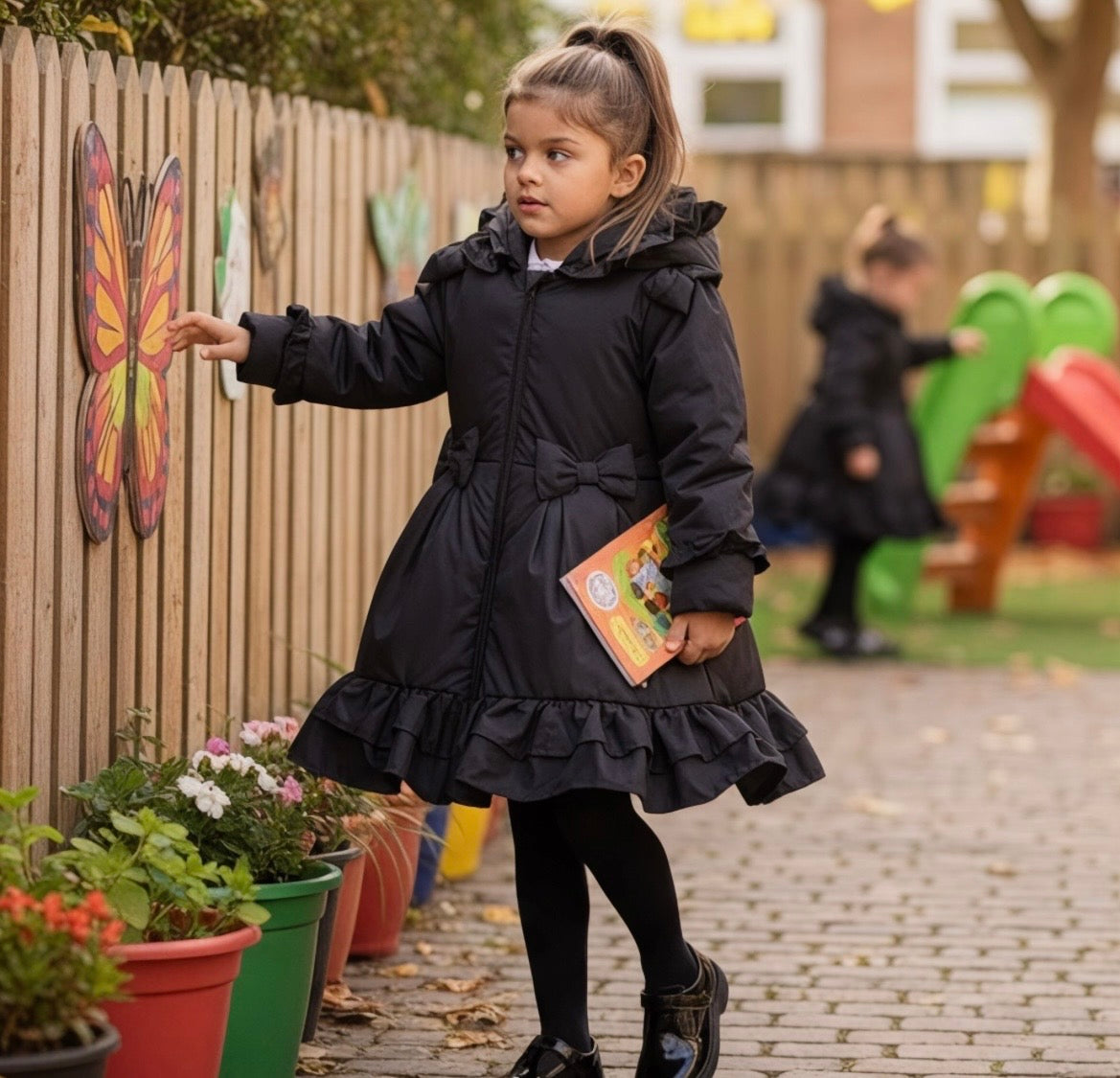 LOVE & LEARN- Ruffle Bow school coat