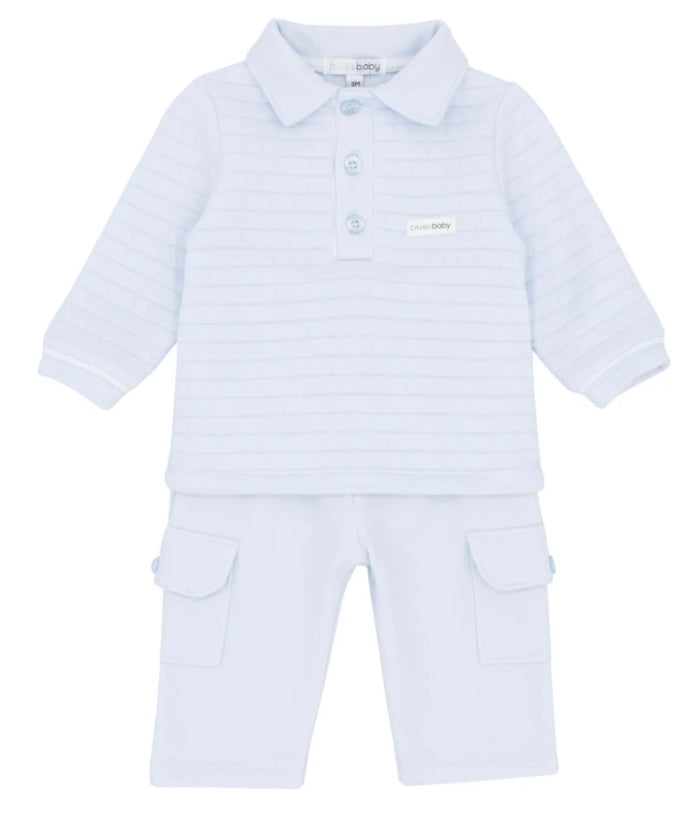 BLUES BABY- Quilted trouser and polo set ( 2222)