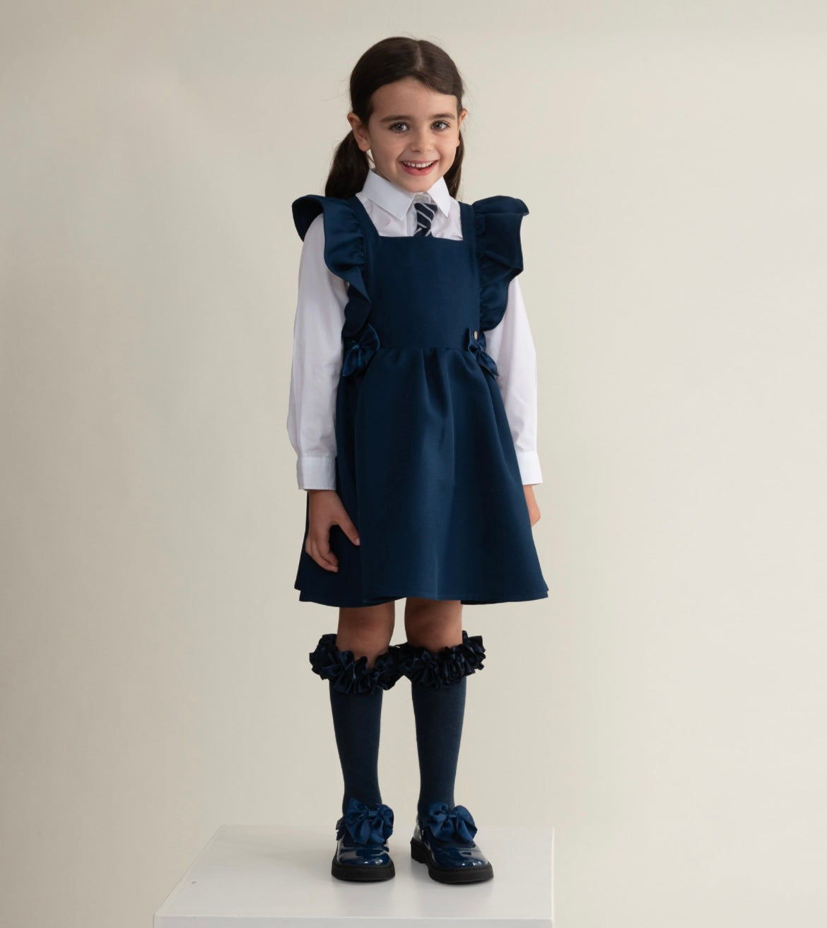 CARAMELO- Flared bow pinafore (Navy)