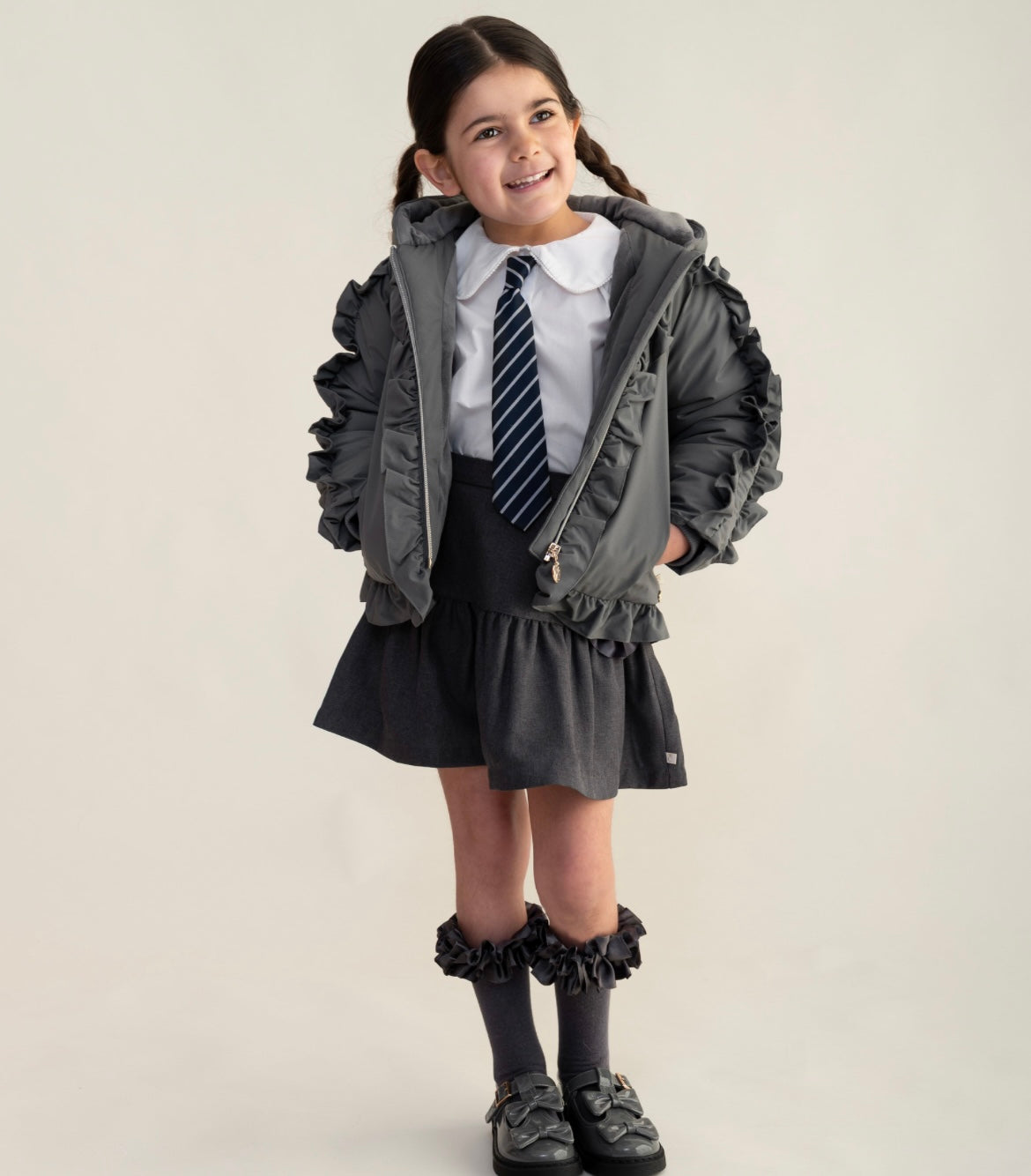 CARAMELO- Short frilled school jacket