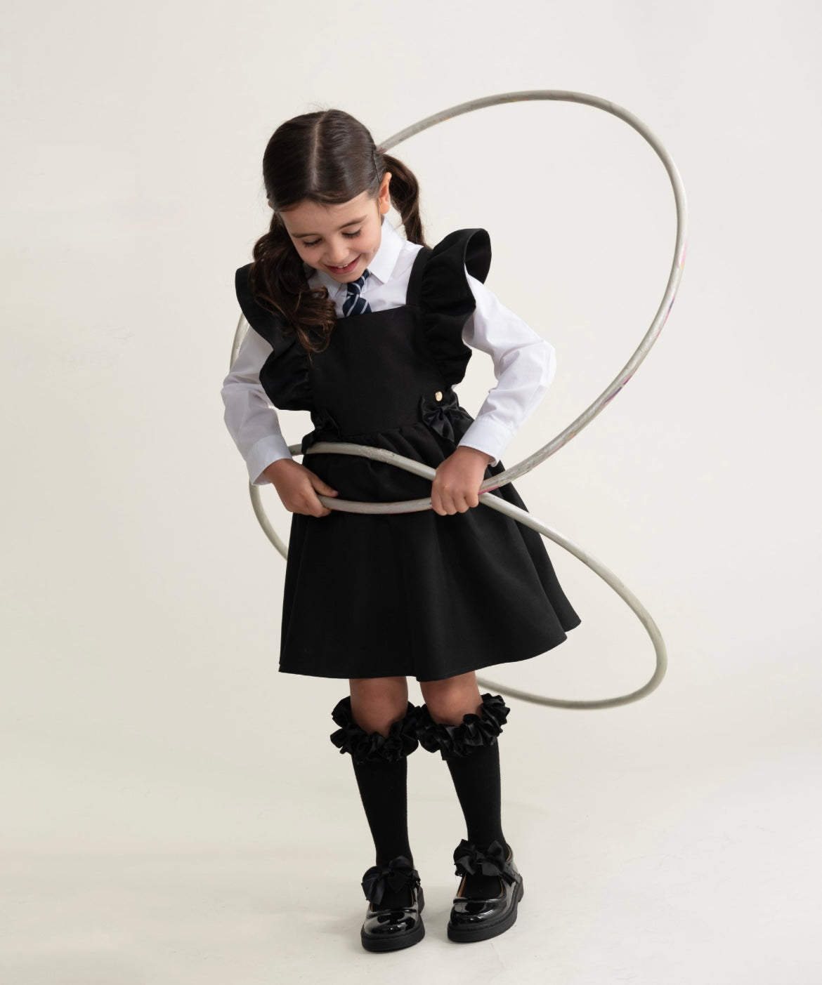 CARAMELO-Bow flared pinafore (Black)