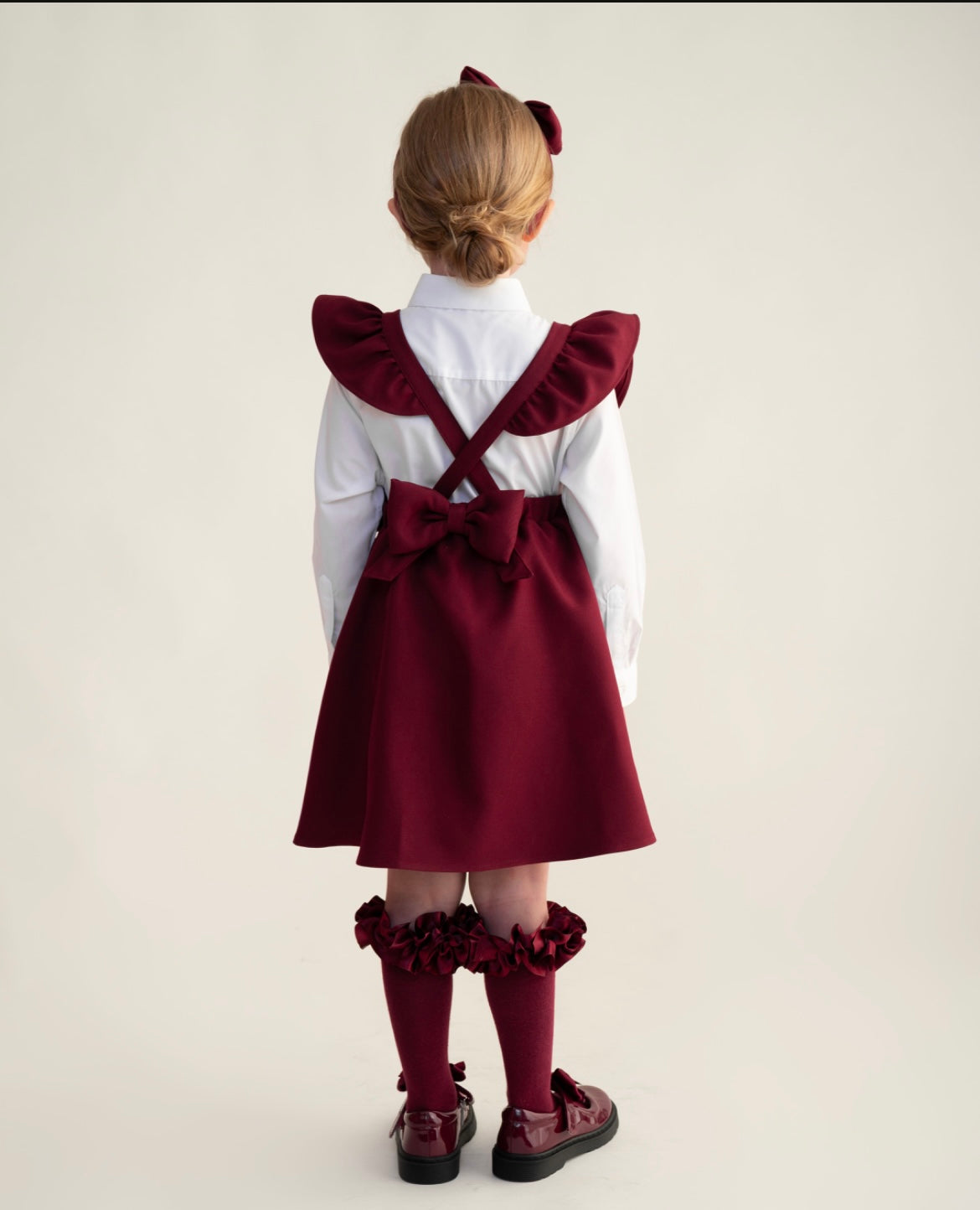 CARAMELO-Bow flared Pinafore (Maroon)