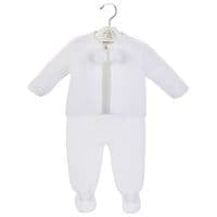 DANDELION- Knitted Pom Pom Pram Suit (White)