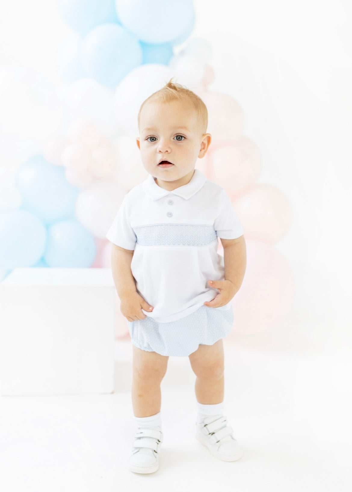 BLUES BABY- Smock stitch short set
