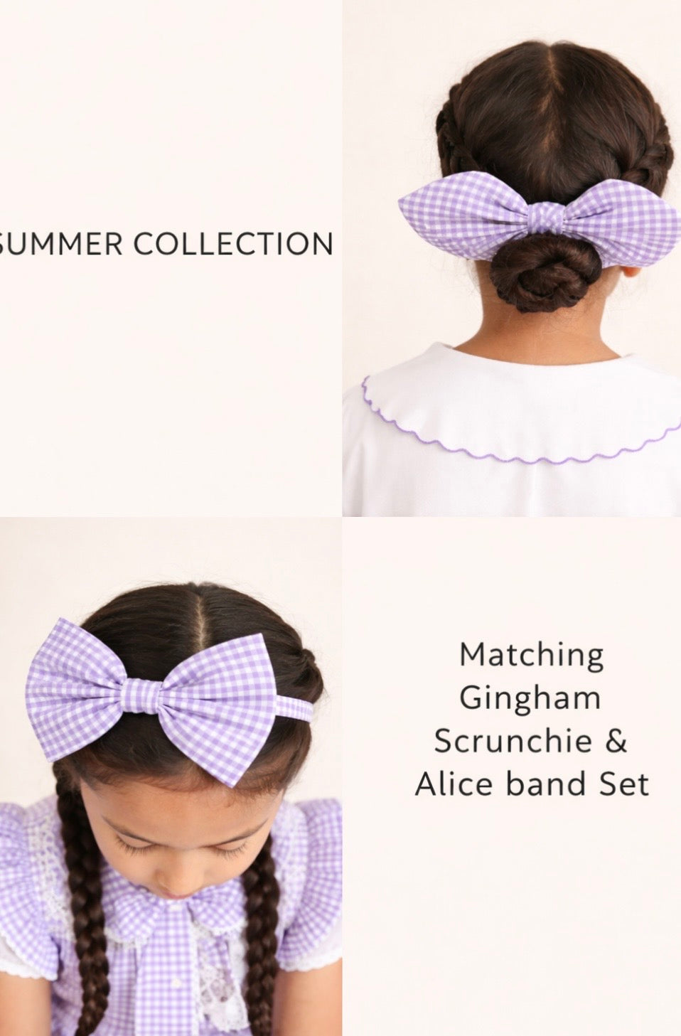 CARAMELO - Gingham bow and scrunchie set