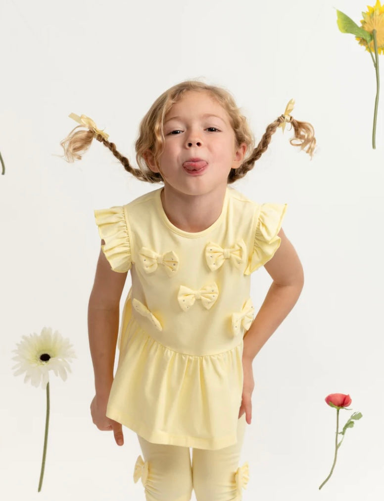 CARAMELO- Bow legging set ( 0398239) LEMON