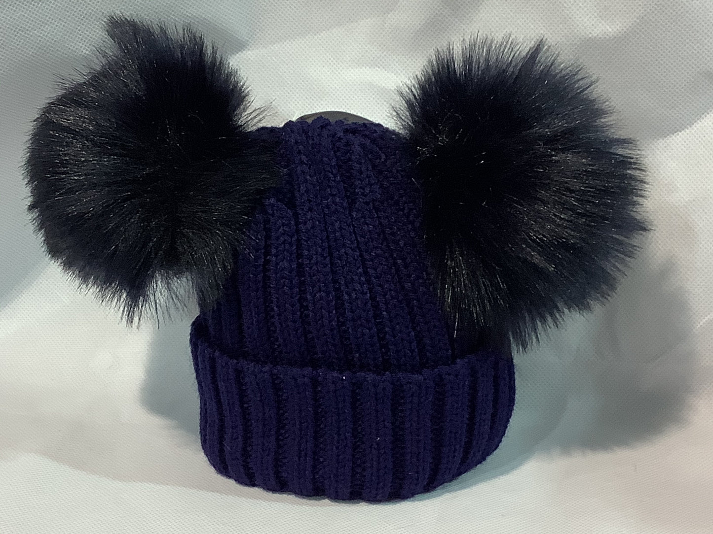 Kinder- double fur Pom Pom hat
