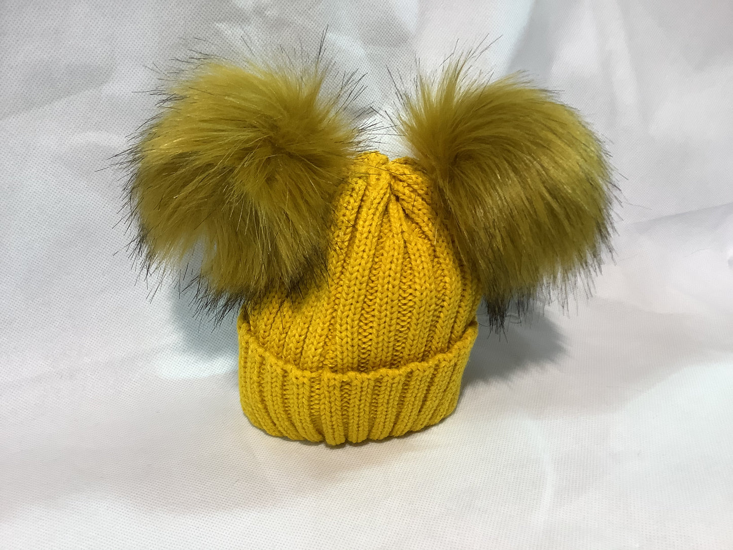 Kinder- double fur Pom Pom hat