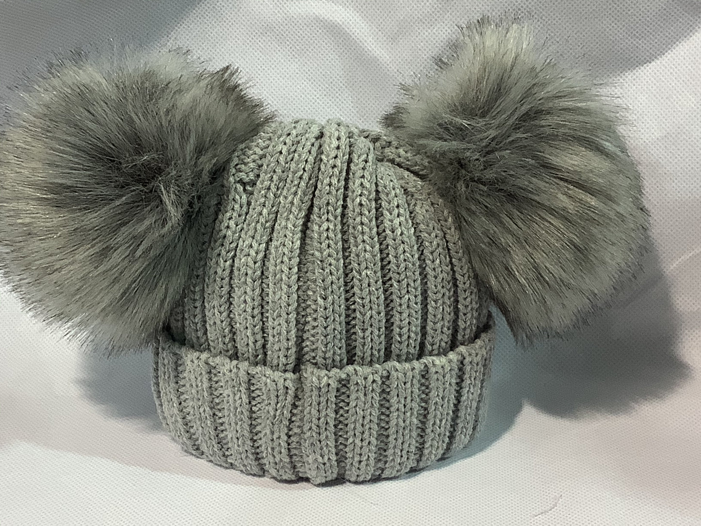 Kinder- double fur Pom Pom hat