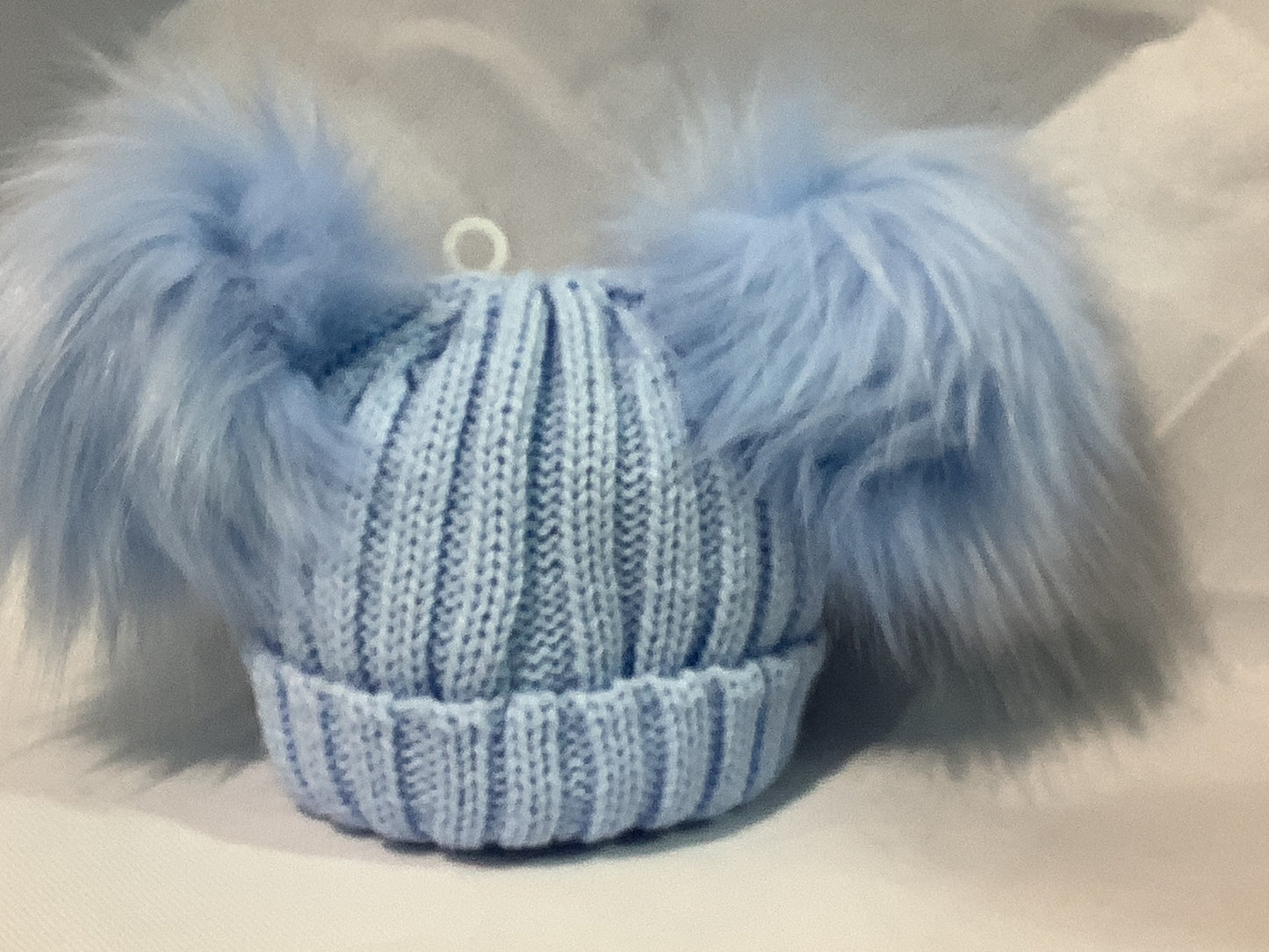 Kinder- double fur Pom Pom hat