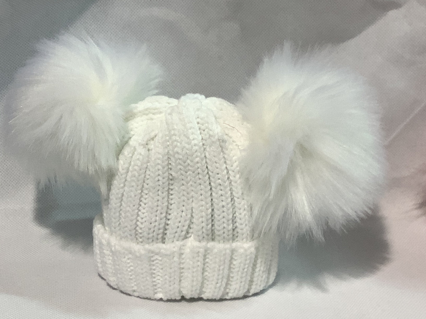 Kinder- double fur Pom Pom hat