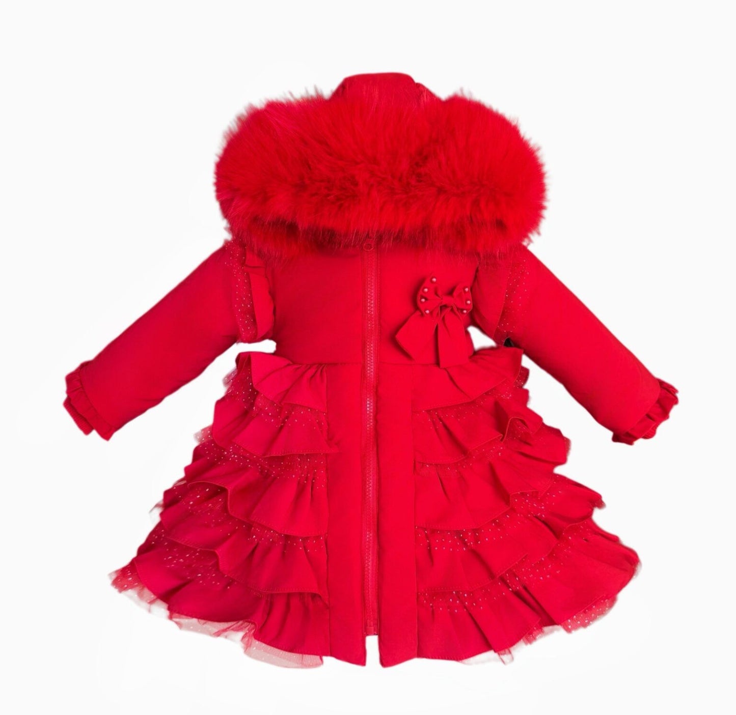 WEE ME- Red frill coat ( RED)