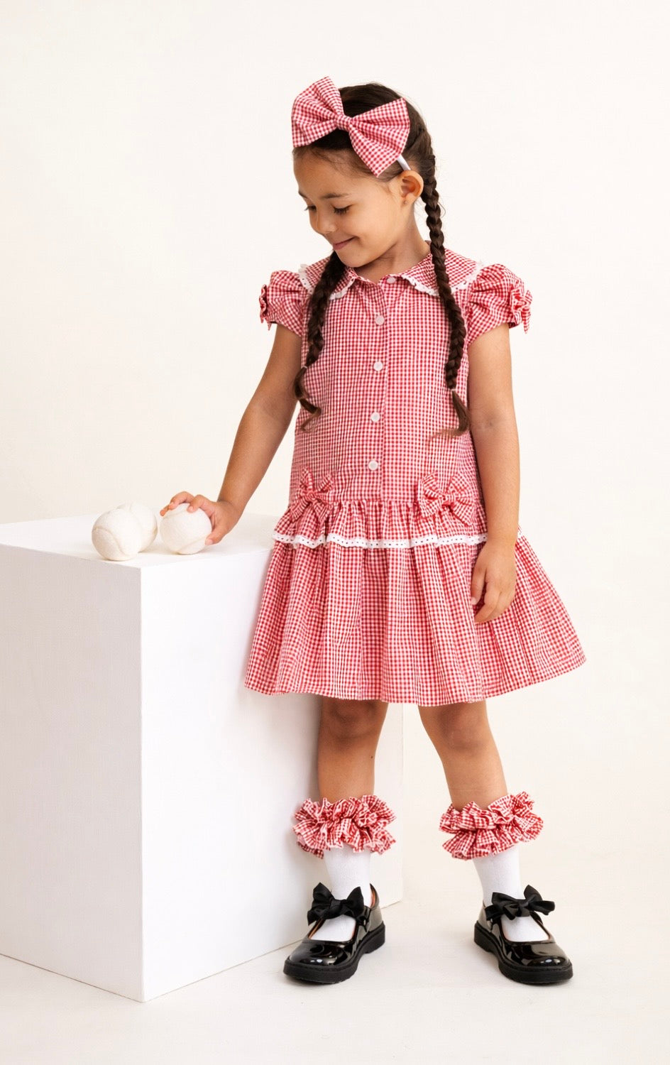 CARAMELO- Gingham bow sundress