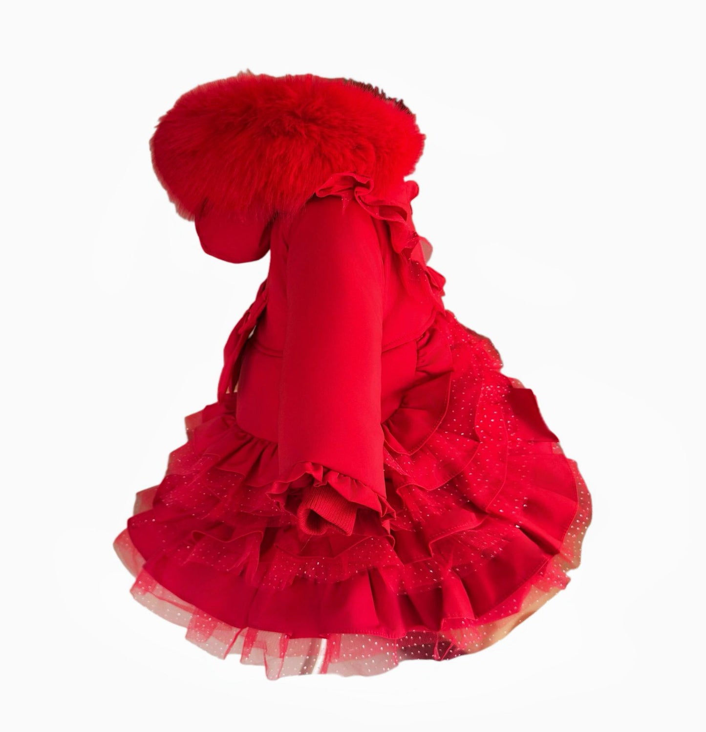 WEE ME- Red frill coat ( RED)
