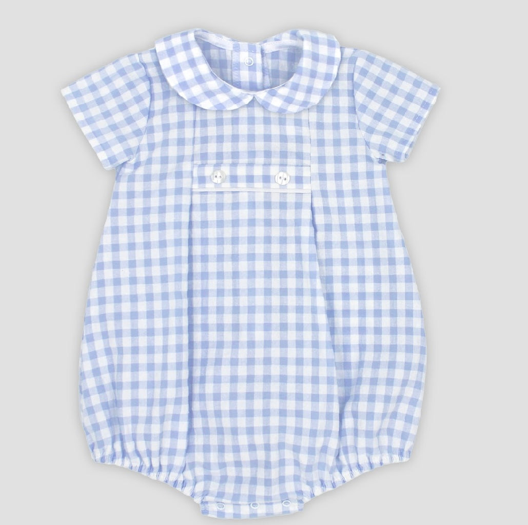 RAPIFE- Gingham Romper ( SKY)