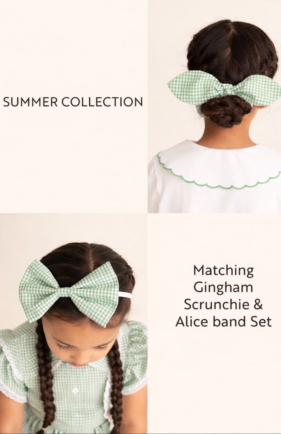 CARAMELO - Gingham bow and scrunchie set
