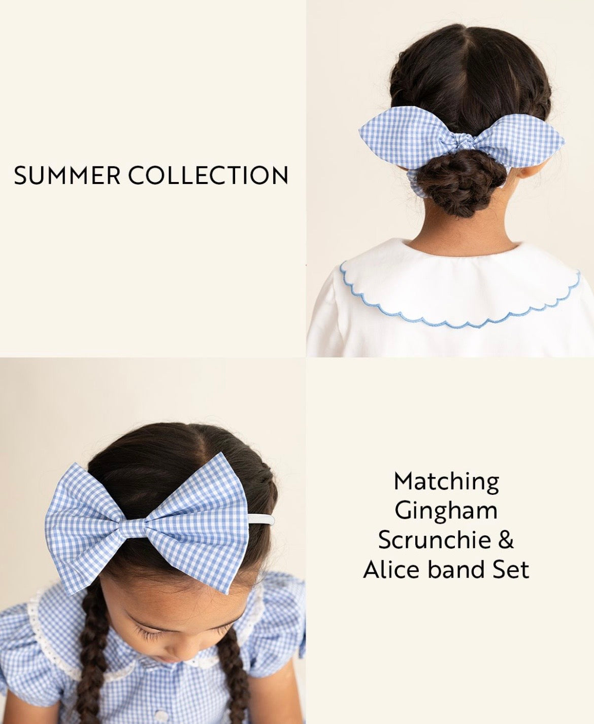 CARAMELO - Gingham bow and scrunchie set