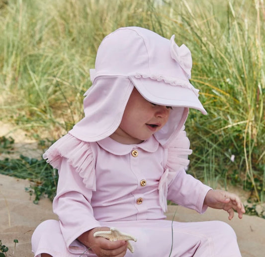 CARAMELO- Tulle bow sunsafe hat ( UPF50)