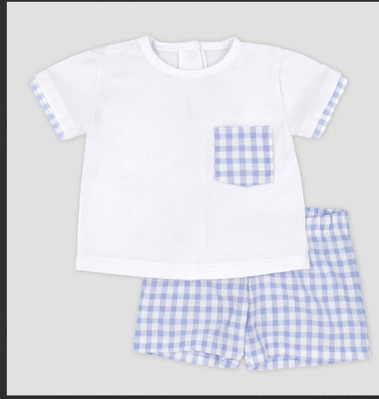 RAPIFE- Gingham short set ( SKY)