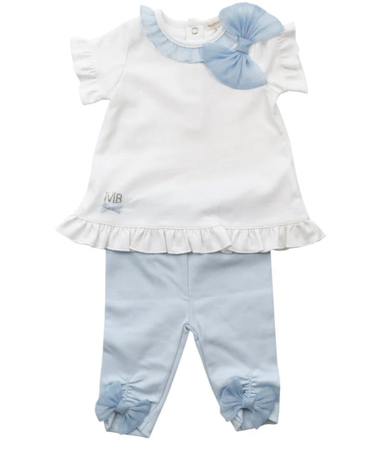 MINTINI- MB6499- Tule bow legging set (Blue)