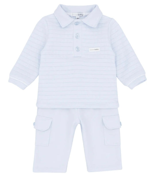 BLUES BABY- Quilted trouser and polo set ( 2222)