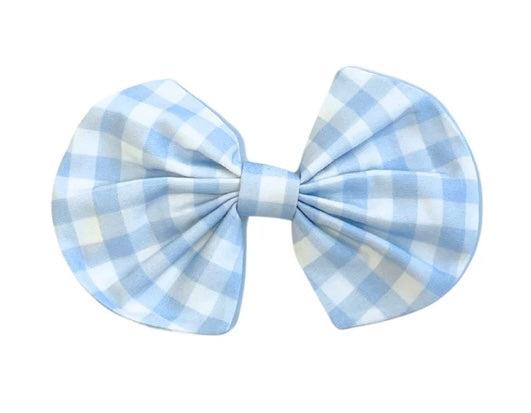 CARAMELO- Gingham bow clip ( sky)
