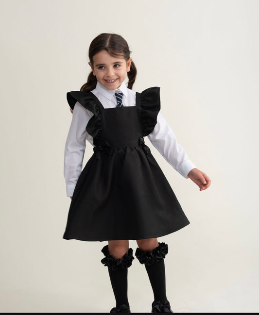 CARAMELO-Bow flared pinafore (Black)