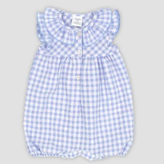 RAPIFE- Gingham Romper ( sky)
