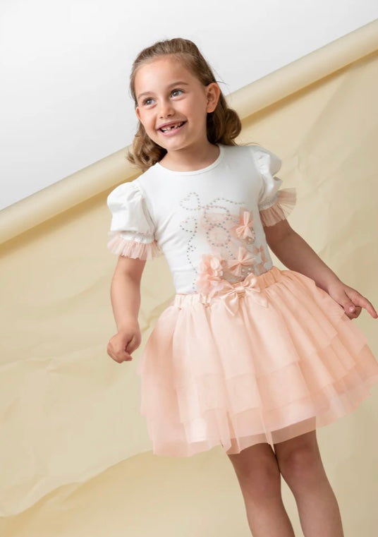 CARAMELO- Luxe Tulle skirt set ( peach)