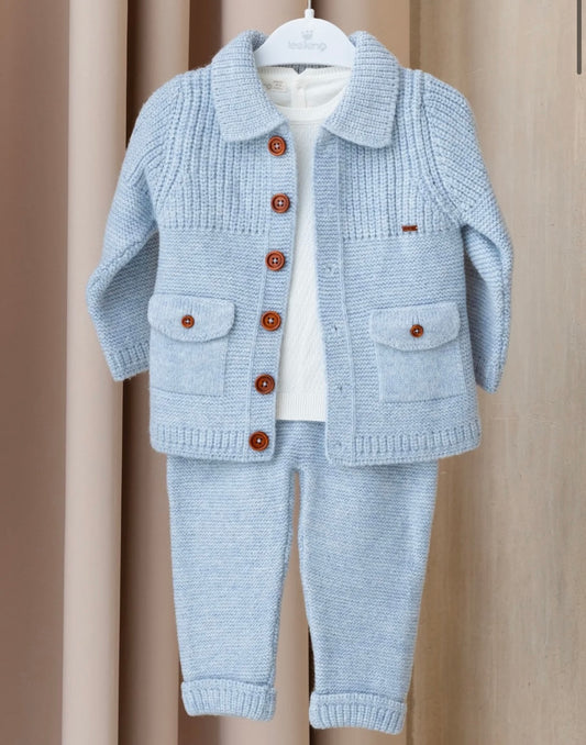 LEOKING- Knitted 3 piece set (Sky Blue)
