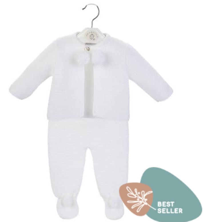 Dandelion- 2 piece knit pram suit( White)